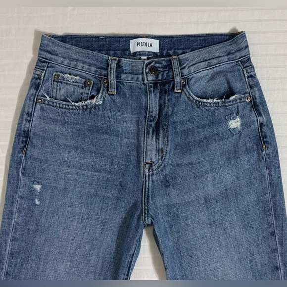 Pistola Jeans Stevie High Rise Wide Leg Flare Relaxed Blue Denim Size 25 - Picture 4 of 15